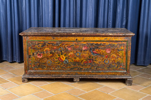 A polychrome pine wooden bridal trunk, ca. 1800