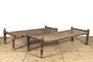 Two traditional African wooden beds, 20th C.