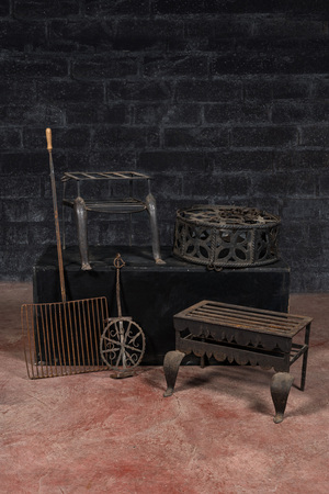 A collection of five wrought iron wares, 17th C. and later