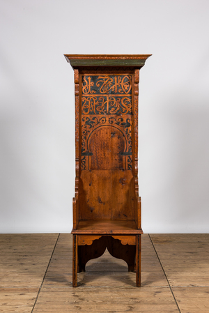 An interesting orientalist wooden throne, Southern Europe, early 20th C.