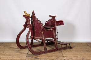 A Frisian polychrome and gilt wooden 'arretikker' or sleigh, The Netherlands, ca. 1900