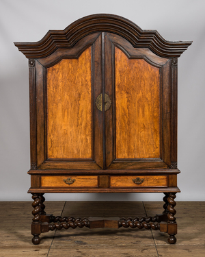 A mahogany two-door cabinet on foot, 19/20th C.