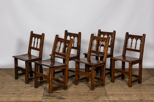 Six Southern European walnut chairs, 18/19th C.