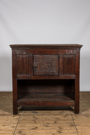 A Gothic Revival oak wooden sideboard, 19th C. or earlier