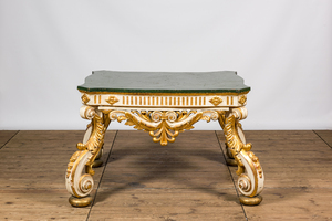 An Italian polychrome and gilt wooden baroque-style table, 19th C.