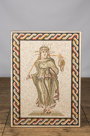 A presumably Sicilian mosaic depicting a Roman lady, 20th C.
