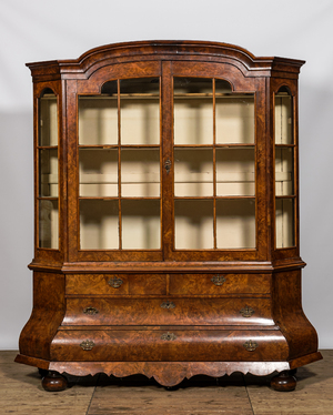 A Dutch burl wood veneered display cabinet, ca. 1800