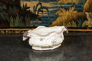 A polychrome Swedish faience jardinière, probably Rorstrand, dated 1760