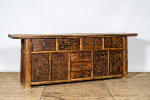 A Chinese elmwood sideboard, 19/20th C.