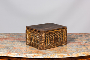 A polychrome Gothic wooden box, 15/16th C.