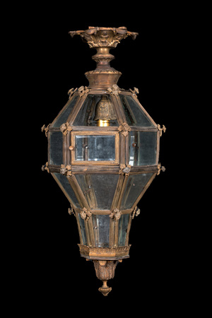 A partly gilt bronze lantern, 19/20th C.