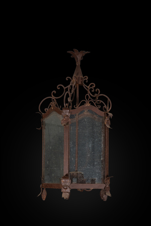A French wrought iron lantern, 19/20th C.