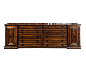 An imposing Italian walnut sacristy commode, 17th C.