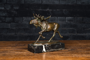 Erich Saalmann: Moose, patinated bronze on a marble base, 2nd quarter 20th C.