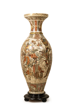 An exceptionally large Japanese Satsuma vase with arhats around an elephant, Meiji, 19th C.