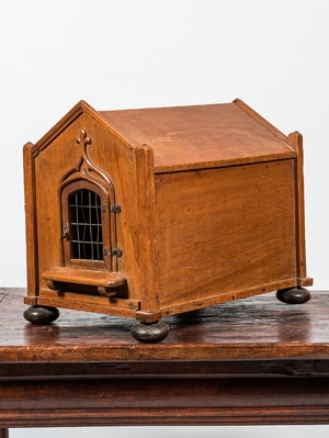 A wooden Gothic Revival bird or animal box, ca. 1900