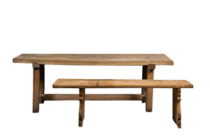 Table à manger et banc en bois de style rustique, 19ème