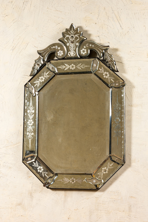 A Venetian etched glass mirror, 20th C.