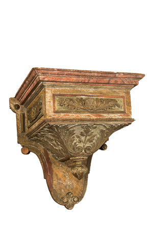 A faux marbre painted and gilt wooden wall console, 19th C.