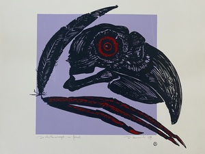 Rudy Meganck: 'Anthracite bird', silkscreen, 1989