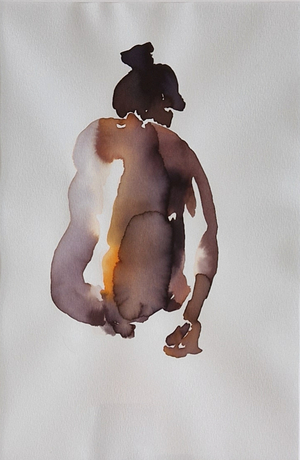 Herlinda De Clerck: 'Crouching', ecoline on paper