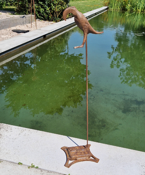 Patrick Steen: 'Rhytm', scrap metal sculpture on stand