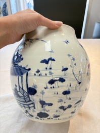 A Chinese blue and white 'lotus pond' jar for the Vietnamese market, Yongzheng mark, 18/19th C.