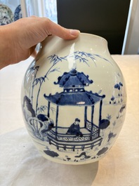A Chinese blue and white 'lotus pond' jar for the Vietnamese market, Yongzheng mark, 18/19th C.