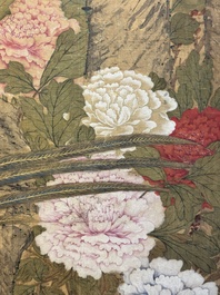 In the manner of Yun Shouping 惲壽平 (1633-1690):'Pheasant and peonies', ink and colour on silk
